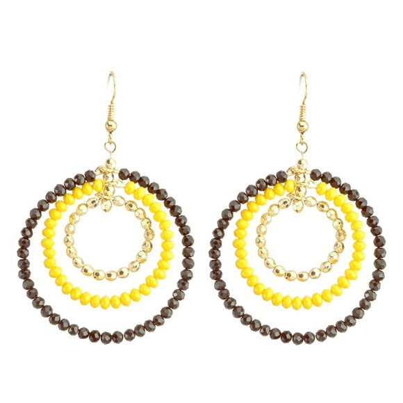 Triple Hoop Earrings (black/yellow) - Picture 1 of 1